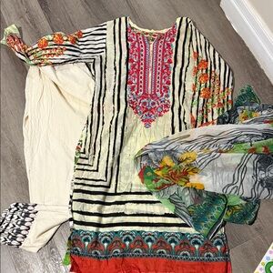 Colorful Striped Kurta with Floral Accents